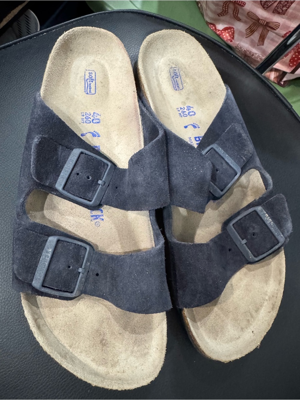 Birkenstock Black Suede Double Buckle Slide Sandals